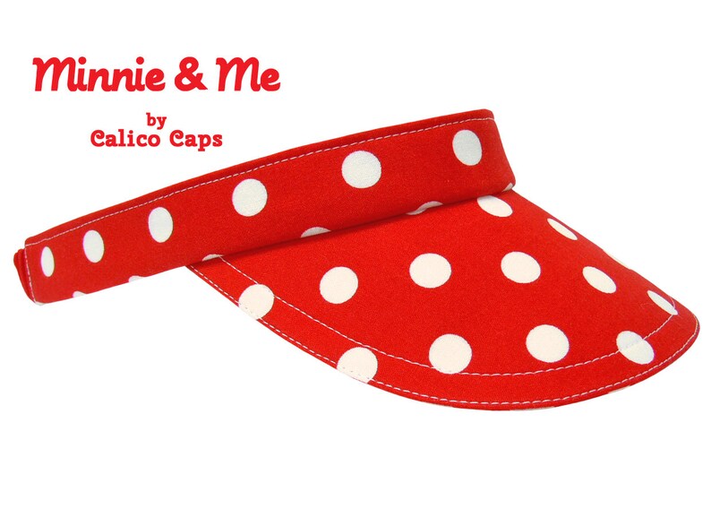 Minnie /& Me Classic Bright Red White Polka Dots Print Cute Summer Fun Cotton Hat by Calico Caps Ladies Womens Girls Sun VISOR