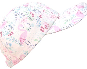 Flamingo Garden - Baseball Ball Cap Pink Blue Cool Mint Green White Tropical Bird Print Beach Fashion Summer Hat by Calico Caps® SIZE LARGE