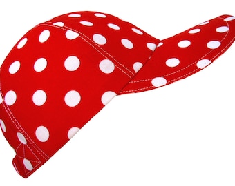 Minnie & Me - LARGE - Bright Red with Big White Polka Dots Baseball Ball Cap Cute Summer Fun Cotton Print Ladies Womens Hat by Calico Caps®