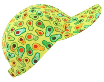Bravocado! - Lime Citron Green Baseball Ball Cap - All Over Happy Face Avocado Print  - Cute Fun Foodie Sports Fashion Hat by Calico Caps®