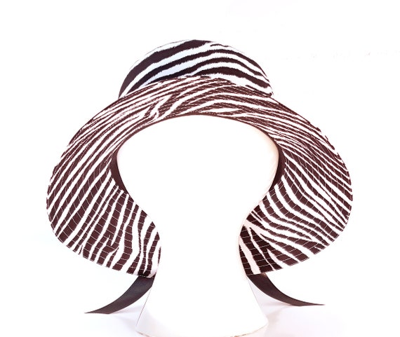 Seeing Stripes - Black and White B & W Zebra Print Wide Brim  display picture 1