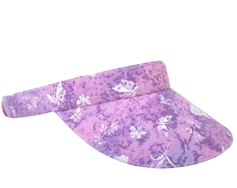 Flutter By - Lavender Butterfly Print SUN Golf Visor Wisteria Light Purple Lilac Pastel Butterflies Watercolor Fashion Hat by Calico Caps®