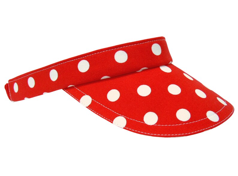 Minnie /& Me Classic Bright Red White Polka Dots Print Cute Summer Fun Cotton Hat by Calico Caps Ladies Womens Girls Sun VISOR