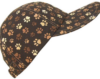 Pawsitivity - Paw Print Baseball Ball Cap Dog Cat Animal Theme Earthtone Brown Black Tan - Ladies Womens Adult Sports Hat by Calico Caps®