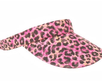 Leo de Janeiro - Leopard Print SUN VISOR Fuchsia Hot Pink Mango Melon Orange Pastel & Black Cool Ladies Sports Fashion Hat by Calico Caps®