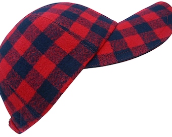 It's A Plaid, Plaid World - Red & Black Buffalo Check Flannel Baseball Ball Cap Warm Soft Comfy Cotton Winter Fashion Hat by Calico Caps®