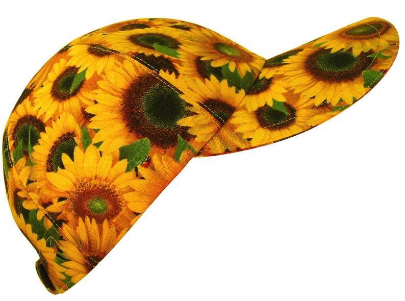 /"Shine On/" Yellow Flower Sunflower Red Ladybugs Ladies Womens Floral Sun VISOR