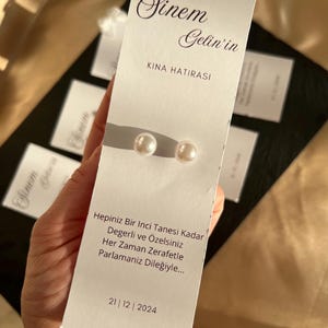 Presente de convidado de noite de henna Brincos de pérola | Presente da dama de honra | Kina Gecesi | Kina Hediyesi | Kina Hatirasi | Inci Kupe