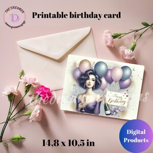 Biglietto di auguri per la ragazza di compleanno - Auguri di buon compleanno stampabili, invito carino per la festa di compleanno, compleanno per ragazze in formato SVG, download digitale personalizzabile