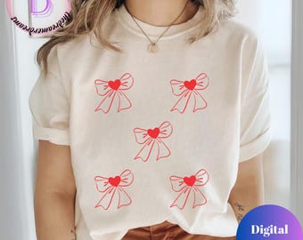 Röda kokettroséer PNG SVG | Feminin rosett Clipart för skjortor, muggar och dekor | Söt vintageinspirerad digital nedladdning för Cricut, POD