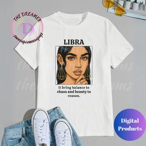 Libra SVG PNG –Balanced,Beautiful Zodiac Sign Digital Design for T-Shirts,Astrology Gifts,Cricut,Silhouette,Sublimation,POD,Instant Download