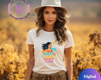 Salty Hair Don’t Care SVG PNG | Beach Vibes Quote for Summer Shirts, Totes, Mugs & DIY Crafts | Cricut Sublimation Design for Ocean Lovers
