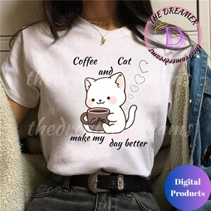 Coffee and Cat SVG & PNG | Funny Cat Lover Design for Mugs, Shirts, Wall Art | Digital Download for Cricut , Sublimation