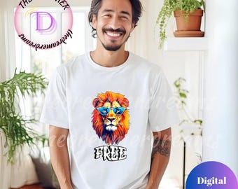 Free Watercolor Lion PNG SVG – Majestic Jungle Animal Clipart for Shirts, Mugs, Wall Art | Boho Safari Sublimation Design for Cricut & POD