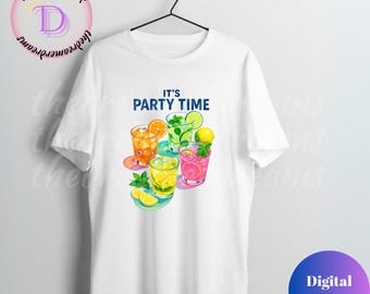 パーティータイム – デジタルTシャツデザイン PNG SVG、誕生日、ホリデー、子供向けの面白いお祝いの言葉、レトロ、DIYクラフト、昇華転写、クリカット
