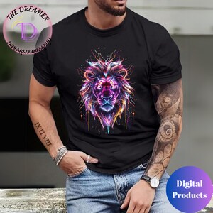 Neon Lion SVG PNG Digital Design,Bold Jungle Clipart for Shirts,Mugs,Wall Art,Stickers & Gifts,Sublimation File for Cricut,POD,Diy Projects