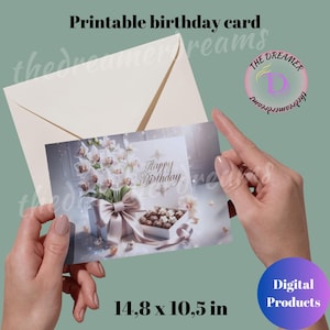 Tarjeta de cumpleaños imprimible: saludo digital, invitación de cumpleaños DIY, plantilla de tarjeta editable, descarga instantánea, diseño compatible con Cricut