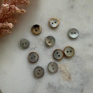 11.5mm Shell Buttons with Silver or Gold rim