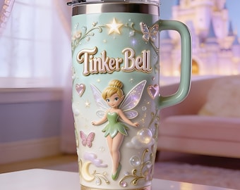 Personalized Garden Fairy Tumbler With Handle, Magical Fairytale Pixie Dust 40oz Tumbler, Cartoon Travel Mug, Gift For Her ipatutkb00003
