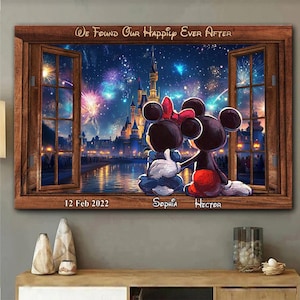 Happly Happy Ever After Paar Maus Poster, Romantische Disneyland Szene Liebe Leinwanddruck, Cartoon Paar Poster dsn9865