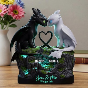 Personalized Dragon Couple Flat Acrylic Plaque, Magical Couple Anniversary Plaque, How To Train Decor Plate, Gift for Him Her ipatudsn20479