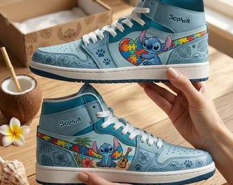 Different Not Less Personalized Autism Awareness Hightop Sneakers, Ohana Monster Autistic Sport Shoes ipatuats00281