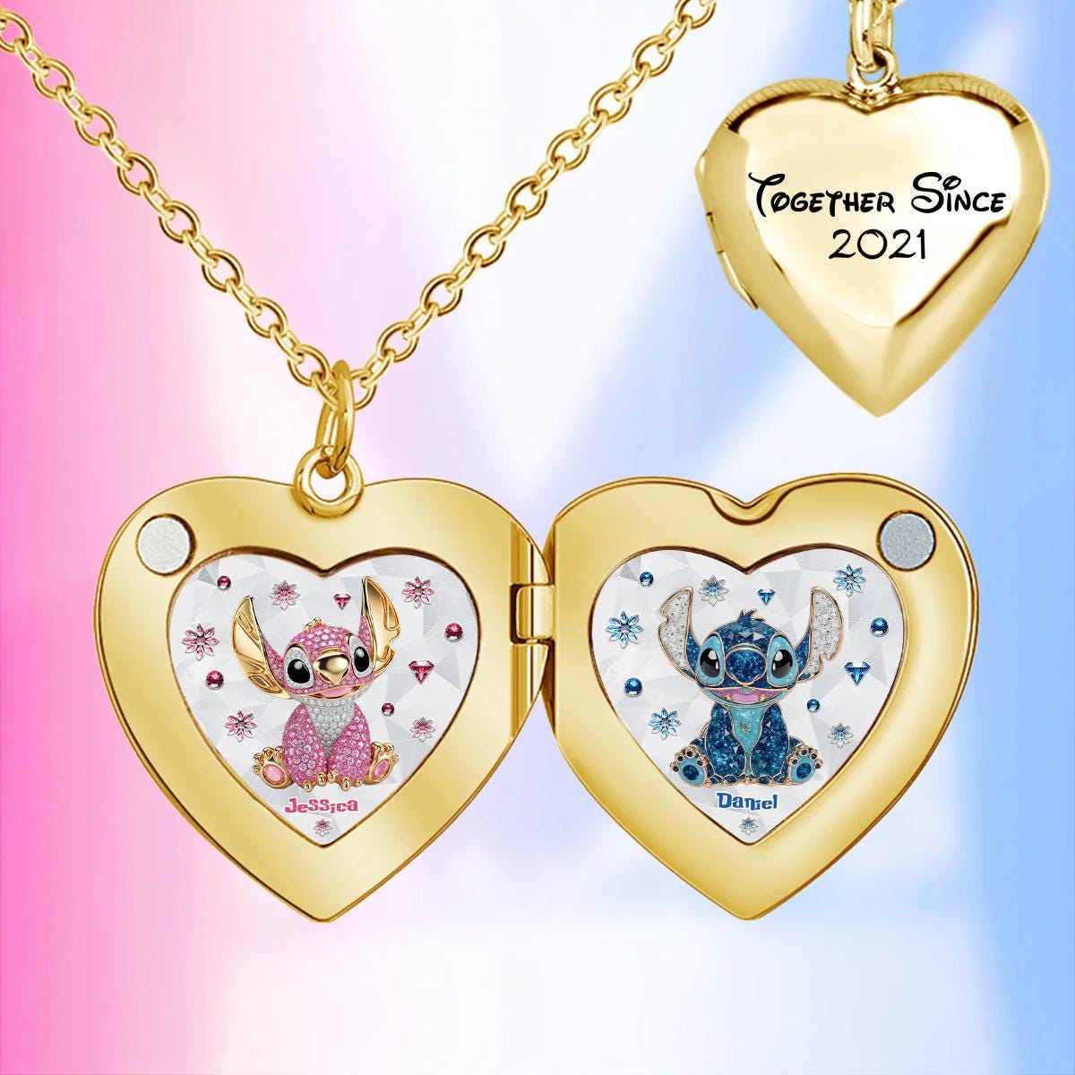 Personalized Ohana Locket Pendant Necklace, Heart Pendant Necklace