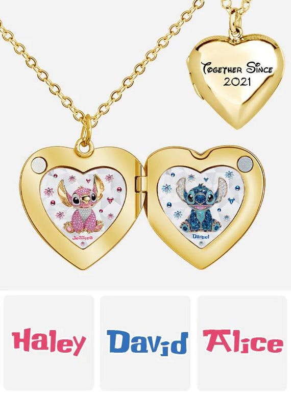 Personalized Ohana Locket Pendant Necklace, Heart Pendant