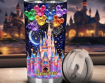 Magical Day Personalized Insulated Tumbler, Disneyland Trip 20oz 30oz Travel Mug, Castle Firework Mouse Balloon Mug, Dreamy Tumbler dsn9954