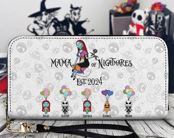 Carteira longa de couro personalizada "Mãe do Pesadelo" para o Dia das Mães, Carteira Sally Monster Mom, Carteira de desenho animado para mamãe e vovó ipatujak00026