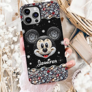 Custodia per telefono personalizzata con topo nero per iPhone Samsung, custodia per telefono con viaggio a Disneyland, custodia per telefono con cartone animato magico, regalo per lei dsn9910