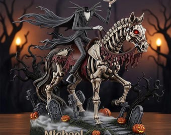 Personalized Headless Knight Acrylic Plaque, Halloween Skeleton Nightmare Crystal Plaque, Gothic Jack Plaque, Halloween Gift ipatujak00207