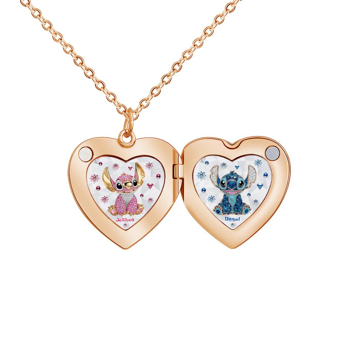 Personalized Ohana Locket Pendant Necklace, Heart Pendant