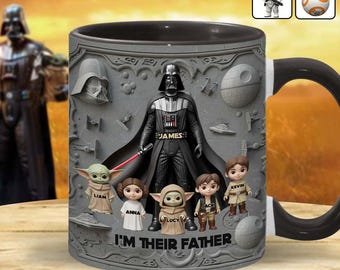 Best Dad In The Galaxy Personalized The Force Accent Mug, Father's Day Spaceship Mug for Dad, Space Wars Coffee Cup Gift ipatustw00023
