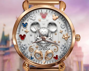Personalized Mouse Women Metal Strap Watch, Disneyland Trip Magnetic Wrist Watch, Cartoon Fan Watch, Birthday Gift for Her ipatudsn20620