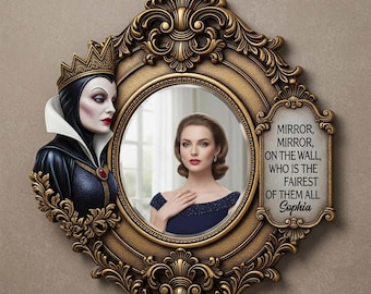 Personalized Evil Queen 2D Wall Hanging Mirror, Mirror Mirror On The Wall Princess Vintage Mirror, Real Mirror, Gift for Her ipatudsn20708