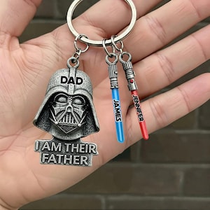 Je suis leur père personnalisé porte-clé avec breloques, porte-clé Space Wars fête des pères, porte-clé sabres laser, cadeau pour papa ipatustw00047