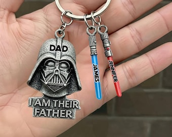 I Am Their Father Personalized Keychain with Charms, Space Wars Father's Day Keychain, Light Sabers Keychain, Gift for Dad ipatustw00047