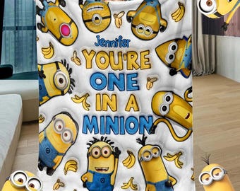 Manta de lã personalizada com desenho animado dos Minions, manta inflável de monstro amarelo, manta infantil fofa, presente de Dia dos Namorados dcb5042