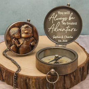 You Are My Greatest Adventure Personalized Vintage Compass for Adventure Camping Lover, Couple Carl Elle Engraved Compass Gift ipatudsn20146