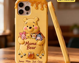 Capa de celular personalizada com estampa plana 2D de mamãe ursa, capa de celular de desenho animado para o Dia das Mães, presente para ela, presente para a mãe e avó ipatupoh00066