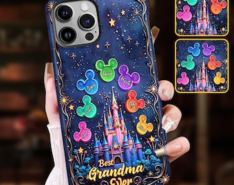 Meilleure grand-mère jamais personnalisée avec oreilles de souris pour iPhone Samsung, étui pour téléphone voyage Disneyland, cadeau de dessin animé pour la fête des mères dsn9902