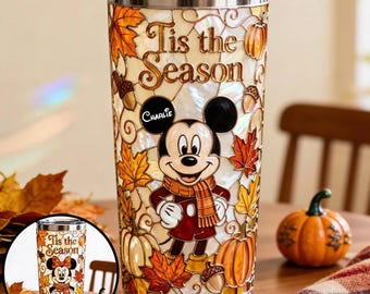 Personalized Tis The Season Insulated Tumbler, Magical Fall Mouse Friends 20oz 30oz Travel Mug, Autumn Season Drinkware ipatudsn22628