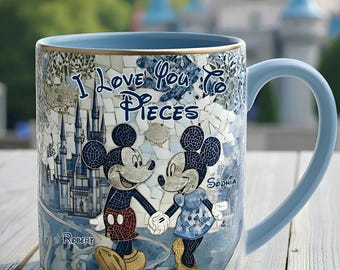 I Love You To Pieces Personalisierte Akzenttasse, Maus Paar Keramik Kaffeetasse, Jubiläumstasse Geschenk für Ihn Ihre Mann Frau ipatudsn21563