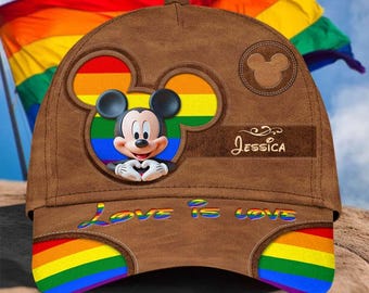 Personalized LGBT Mouse Leather Pattern Classic Cap, Love Is Love Hat for Pride Month, LGBTQ Hat, Gay Lesbian Bisexual Gift ipatulgt00026