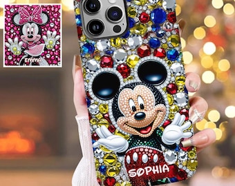 Magical Day Personalized Mouse Castle Phone Case for iPhone Samsung, Disneyland Trip Phone Case, Crytal Cartoon Phonecase for Her dsn9755