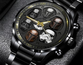 Space Personalized Metal Wrist Watch, Star War Men Hand Watch, Sci-fi Spaceship Movie Fan Watch, Gift for Him, Gift for Dad ipatustw00061