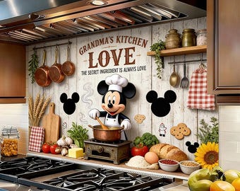 Personalized Grandma's Kitchen Mouse Wall Decal, Love Kitchen Oil Backsplash Decal, Cooking Lover Sticker ipatudsn22677