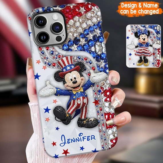Personalized Independence Day Phone Case, Disneyland Mouse Phone Case, Flat  Print Cartoon Phonecase, 4th Of July Phone Case ipatudsn20526