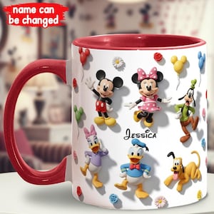 Gepersonaliseerde muis en vrienden accentmok, Disneyland reis souvenir mok cadeau voor haar, muis cartoon fan mok, 3D-geprinte mok ipatudsn20524